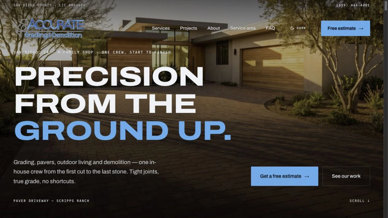 Accurate Grading & Demolition website