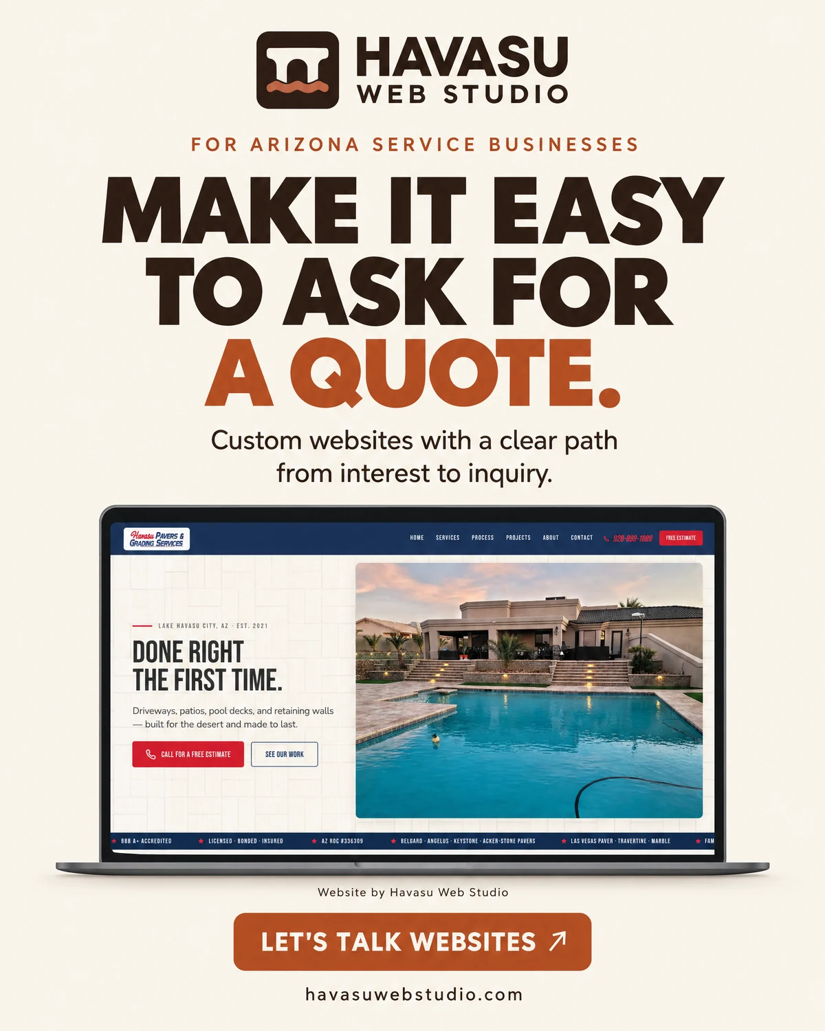 Havasu Web Studio creative about making quote requests easier.