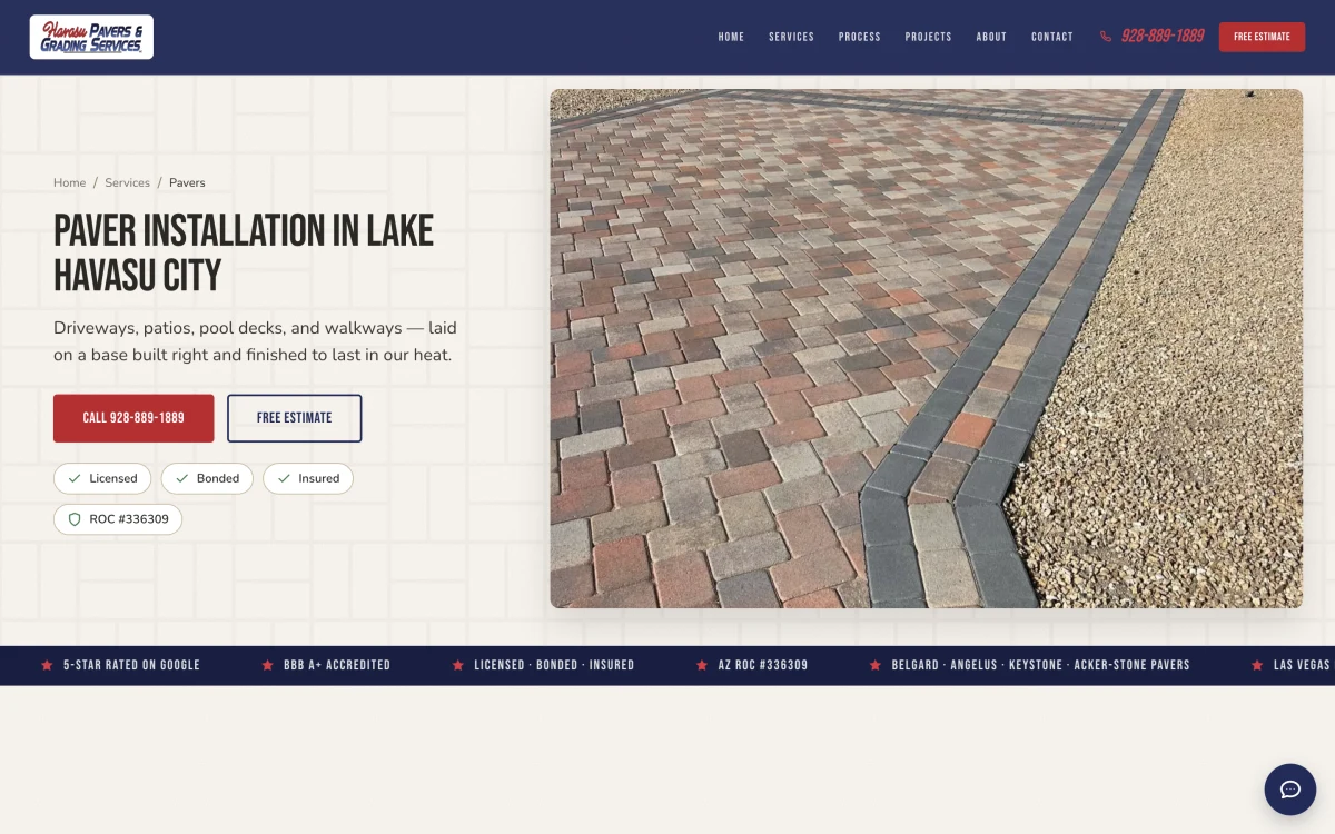 Havasu Pavers’ dedicated paver installation service page