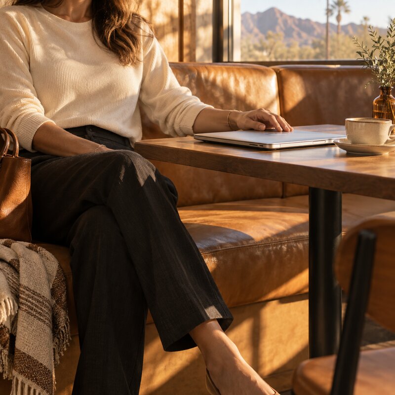 A business owner resting beside a closed laptop at the end of the day